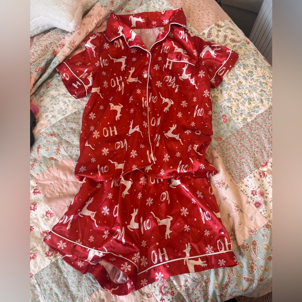 Women's Red Reindeer Pajama Set